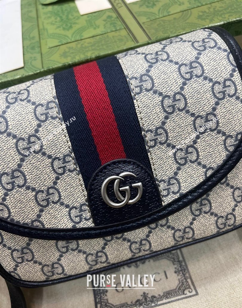 Gucci Ophidia GG Canvas Mini Shoulder Bag 772239 Beige/Blue 2023 (DLH-231114100)