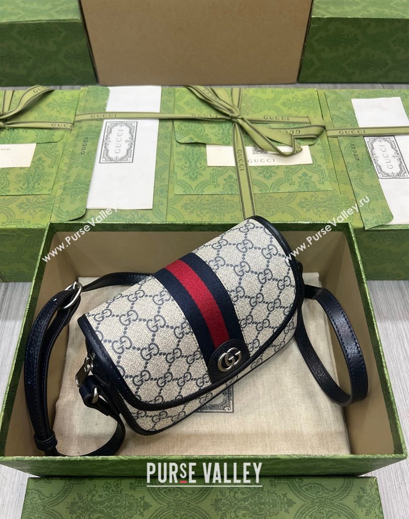 Gucci Ophidia GG Canvas Mini Shoulder Bag 772239 Beige/Blue 2023 (DLH-231114100)