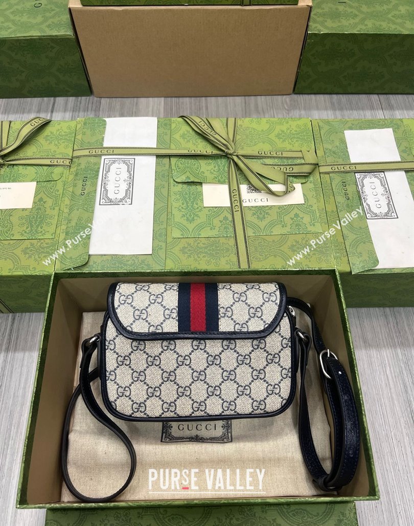Gucci Ophidia GG Canvas Mini Shoulder Bag 772239 Beige/Blue 2023 (DLH-231114100)