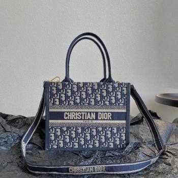 Dior Small Book Tote Bag Bag in Ecru White and Blue Dior Oblique Embroidery 2023 (BF-231115007)