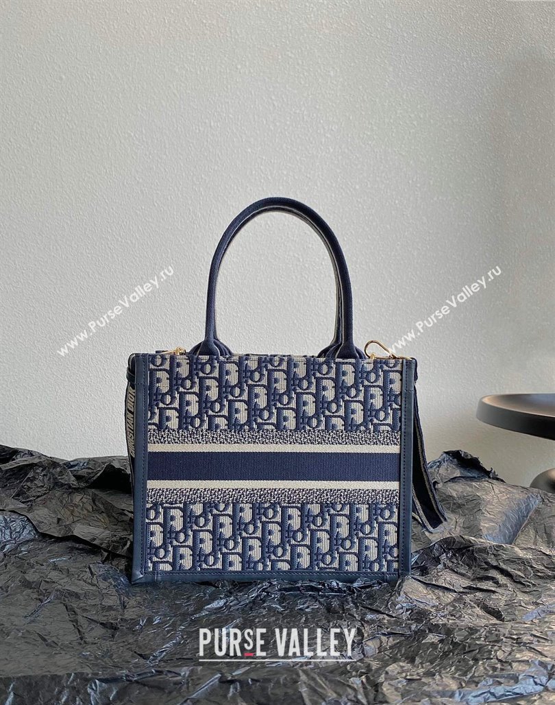 Dior Small Book Tote Bag Bag in Ecru White and Blue Dior Oblique Embroidery 2023 (BF-231115007)