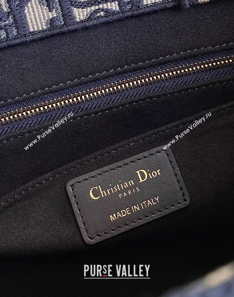 Dior Small Book Tote Bag Bag in Ecru White and Blue Dior Oblique Embroidery 2023 (BF-231115007)