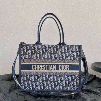 Dior Medium Book Tote Bag Bag in Ecru White and Blue Dior Oblique Embroidery 2023 (BF-231115008)