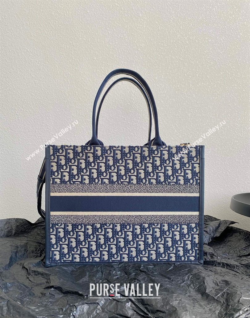 Dior Medium Book Tote Bag Bag in Ecru White and Blue Dior Oblique Embroidery 2023 (BF-231115008)