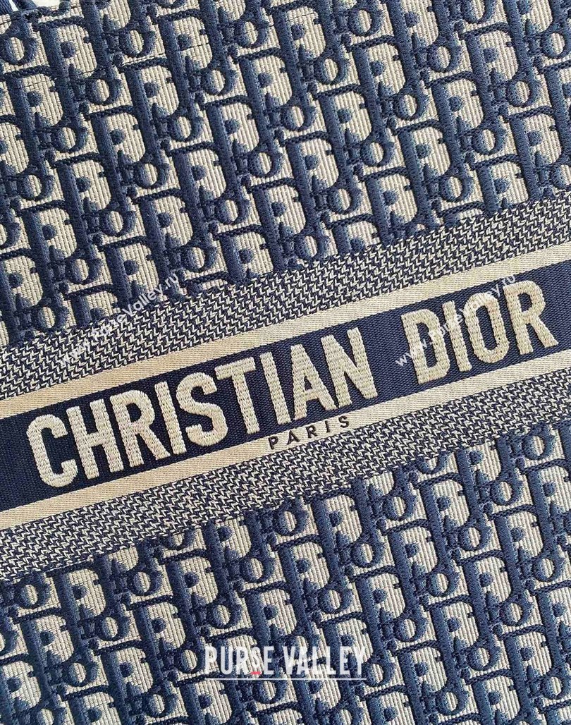 Dior Large Book Tote Bag Bag in Ecru White and Blue Dior Oblique Embroidery 2023 (BF-231115009)