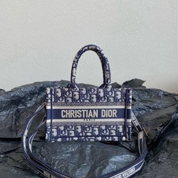 Dior Mini Book Tote Bag Bag in Beige and Blue Dior Oblique Embroidery with Strap 2023 (BF-231115010)