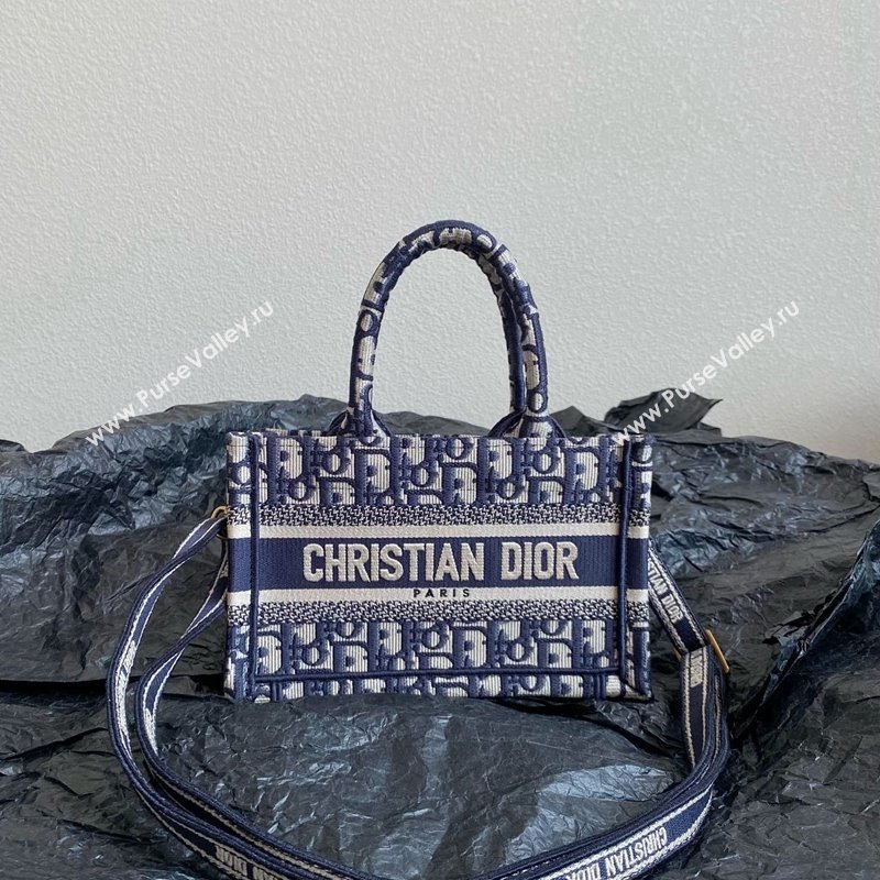 Dior Mini Book Tote Bag Bag in Beige and Blue Dior Oblique Embroidery with Strap 2023 (BF-231115010)