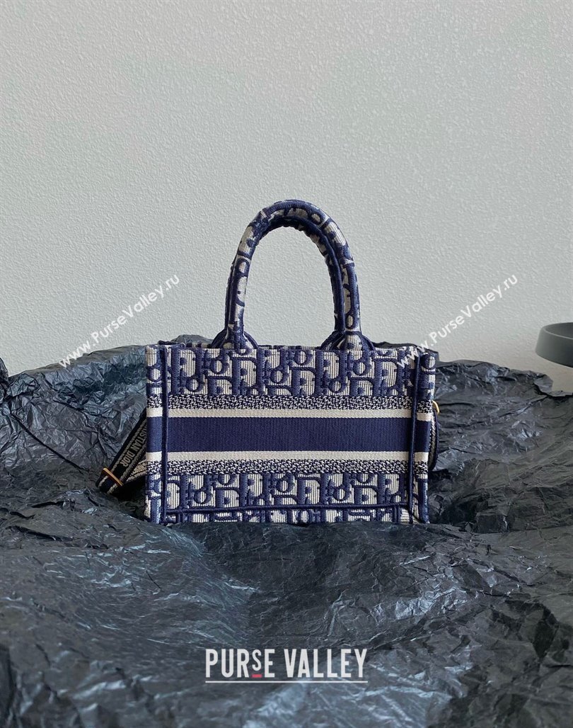 Dior Mini Book Tote Bag Bag in Beige and Blue Dior Oblique Embroidery with Strap 2023 (BF-231115010)