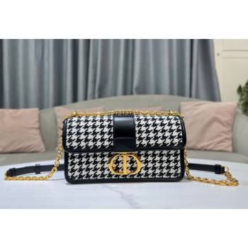 Dior 30 Montaigne East-West Bag with Chain in Black and White Houndstooth Embroidery 2023 (BF-231115011)