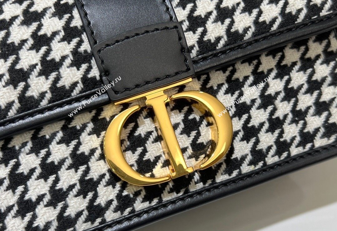 Dior 30 Montaigne East-West Bag with Chain in Black and White Houndstooth Embroidery 2023 (BF-231115011)