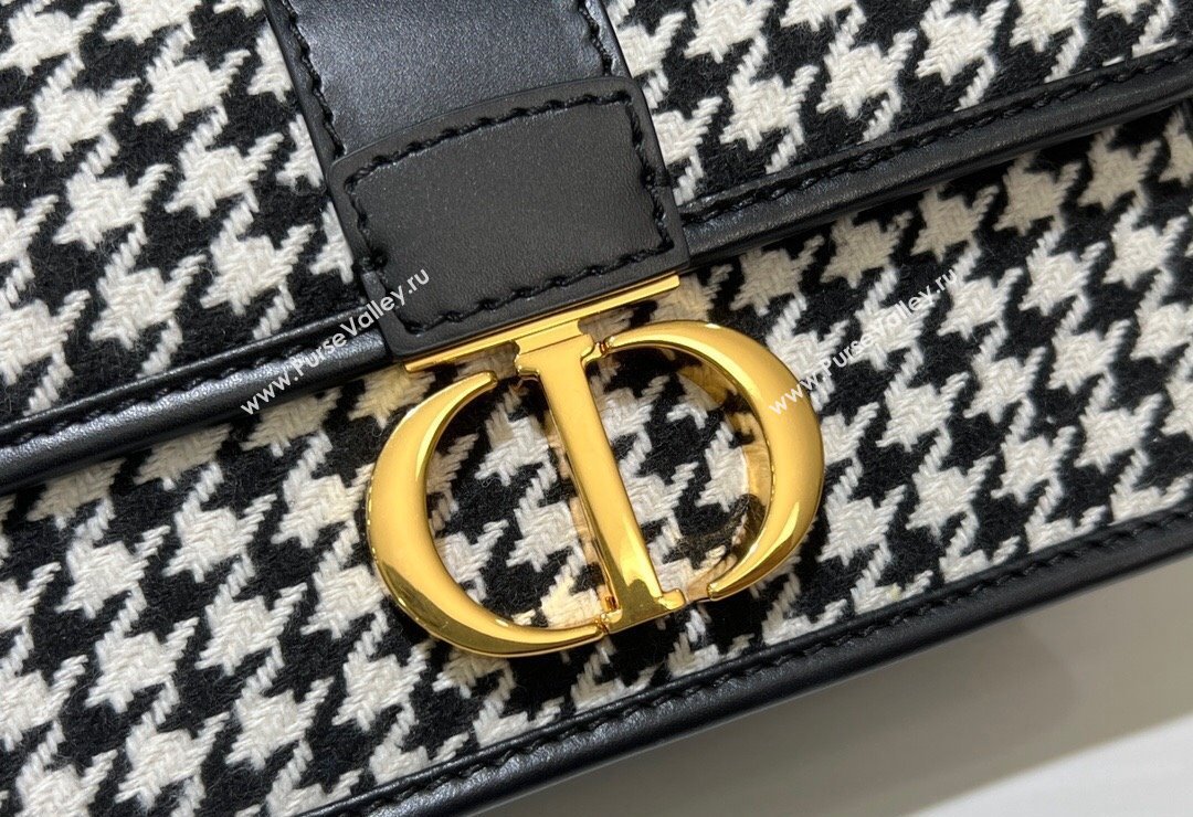 Dior 30 Montaigne East-West Bag with Chain in Black and White Houndstooth Embroidery 2023 (BF-231115011)