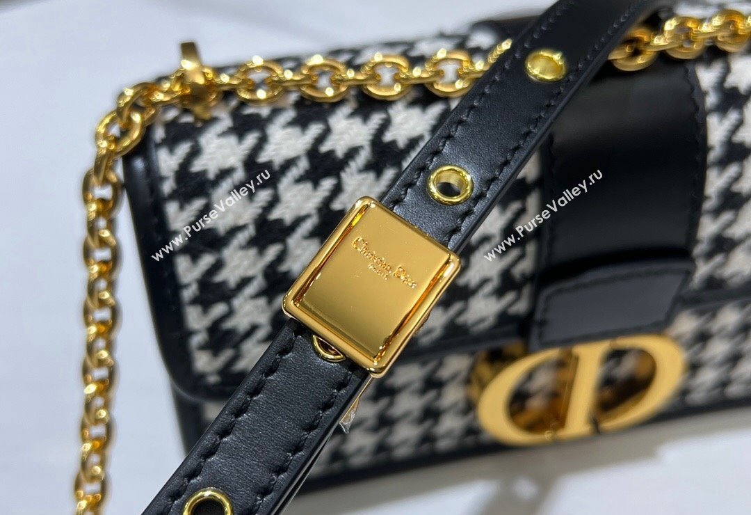 Dior 30 Montaigne East-West Bag with Chain in Black and White Houndstooth Embroidery 2023 (BF-231115011)