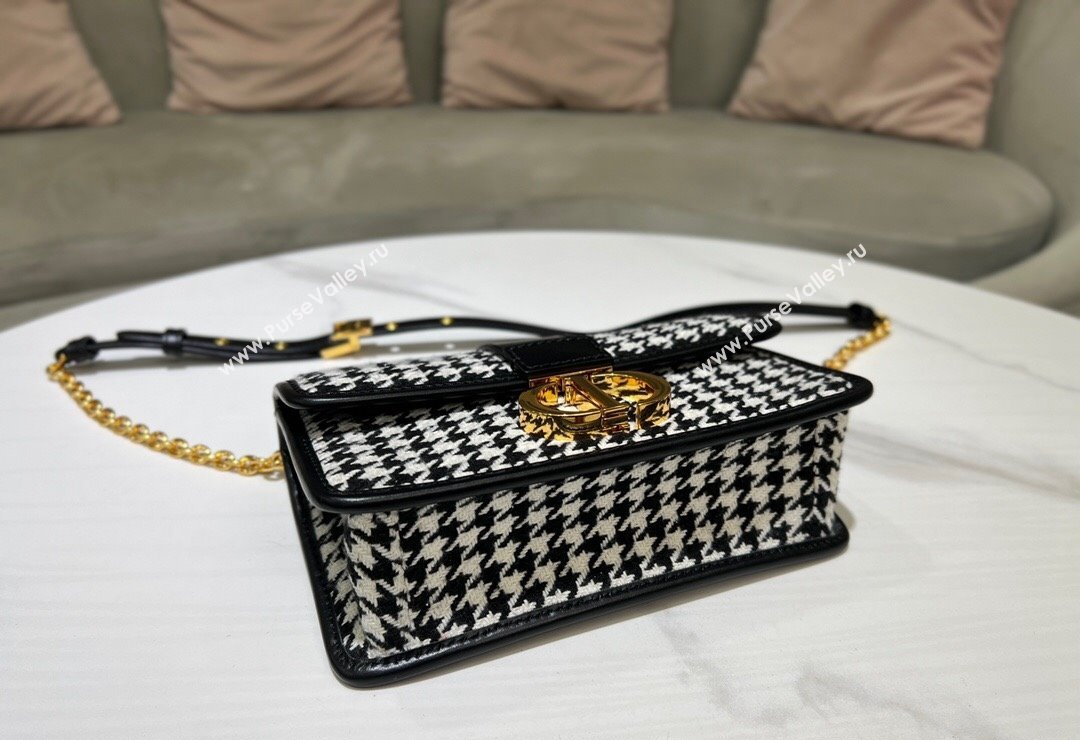 Dior 30 Montaigne East-West Bag with Chain in Black and White Houndstooth Embroidery 2023 (BF-231115011)