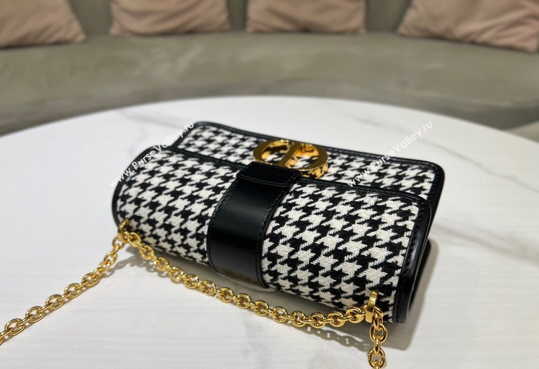 Dior 30 Montaigne East-West Bag with Chain in Black and White Houndstooth Embroidery 2023 (BF-231115011)