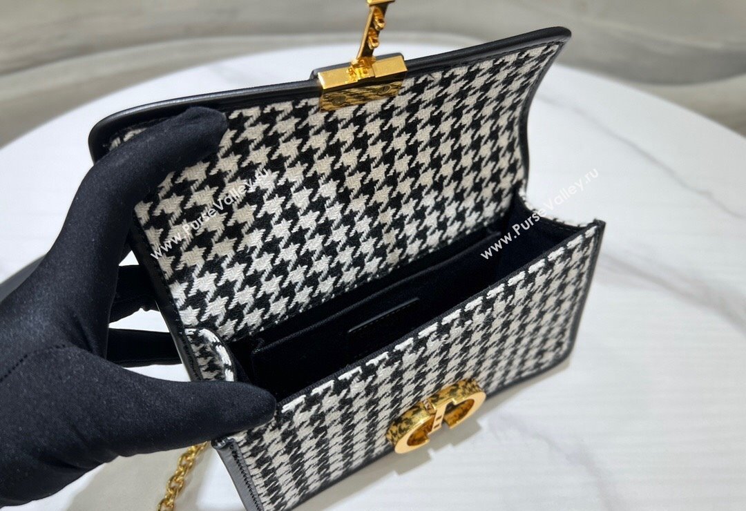 Dior 30 Montaigne East-West Bag with Chain in Black and White Houndstooth Embroidery 2023 (BF-231115011)