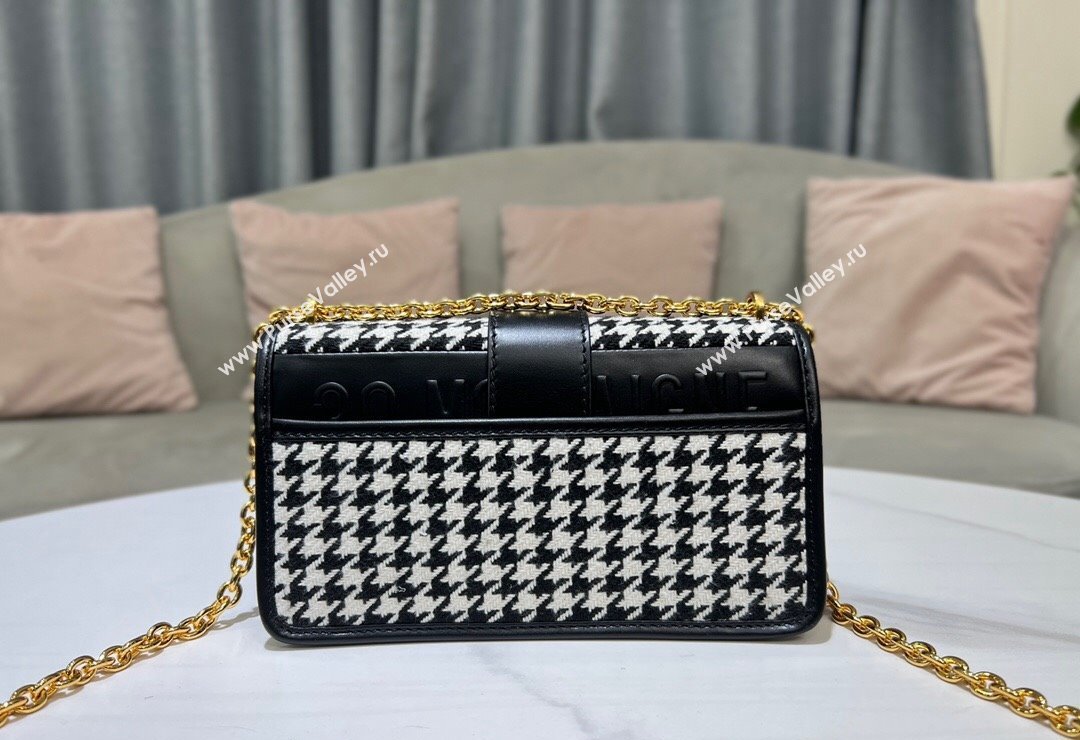 Dior 30 Montaigne East-West Bag with Chain in Black and White Houndstooth Embroidery 2023 (BF-231115011)
