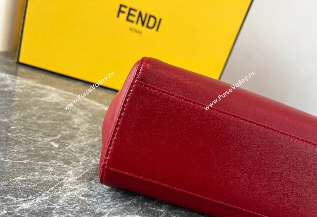 Fendi Peekaboo Mini Bag in Lambskin Leather Burgundy 2023 FE244 (AF-231115036)