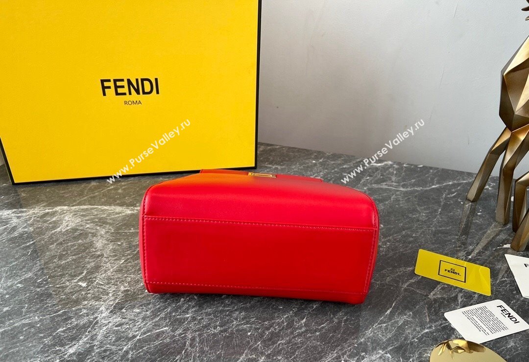 Fendi Peekaboo Mini Bag in Lambskin Leather Red 2023 FE244 (AF-231115037)