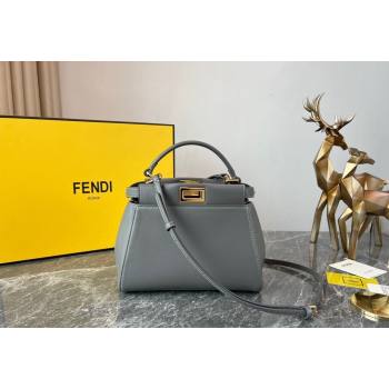 Fendi Peekaboo Mini Bag in Lambskin Leather Grey 2023 FE244 (AF-231115038)