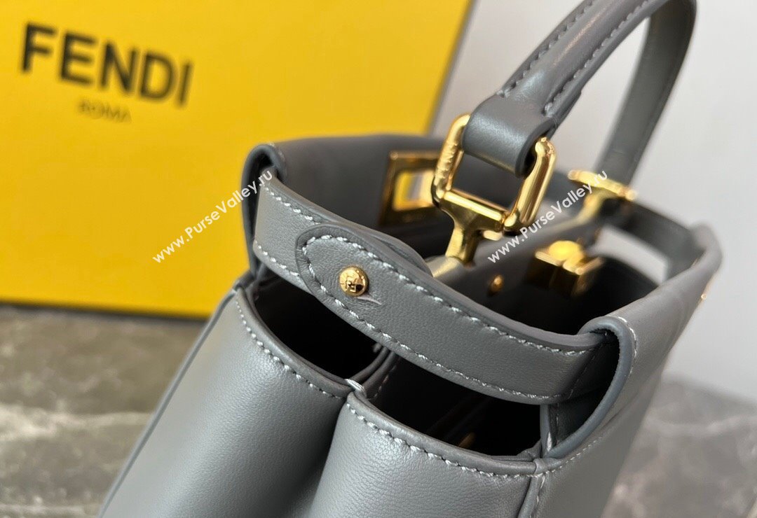 Fendi Peekaboo Mini Bag in Lambskin Leather Grey 2023 FE244 (AF-231115038)