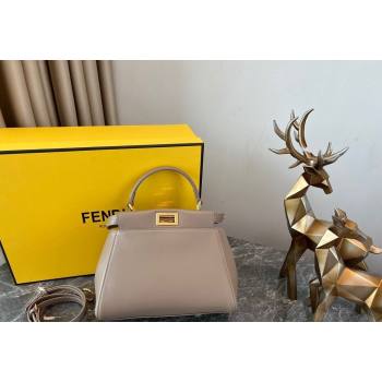 Fendi Peekaboo Mini Bag in Lambskin Leather Beige/Gold 2023 FE244 (AF-231115039)