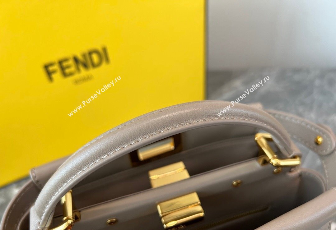 Fendi Peekaboo Mini Bag in Lambskin Leather Beige/Gold 2023 FE244 (AF-231115039)