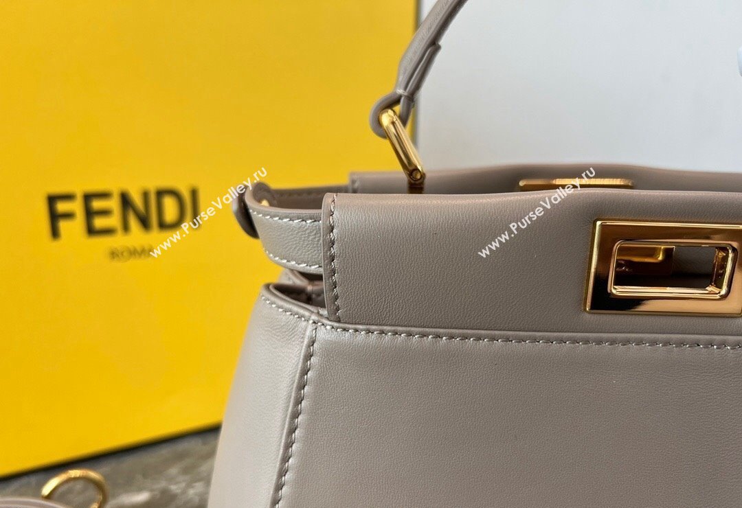 Fendi Peekaboo Mini Bag in Lambskin Leather Beige/Gold 2023 FE244 (AF-231115039)