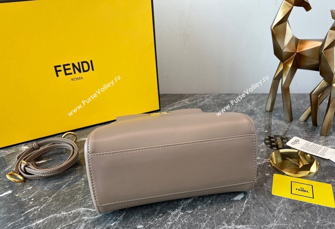 Fendi Peekaboo Mini Bag in Lambskin Leather Beige/Gold 2023 FE244 (AF-231115039)