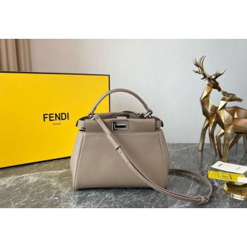 Fendi Peekaboo Mini Bag in Lambskin Leather Beige/Silver 2023 FE244 (AF-231115040)