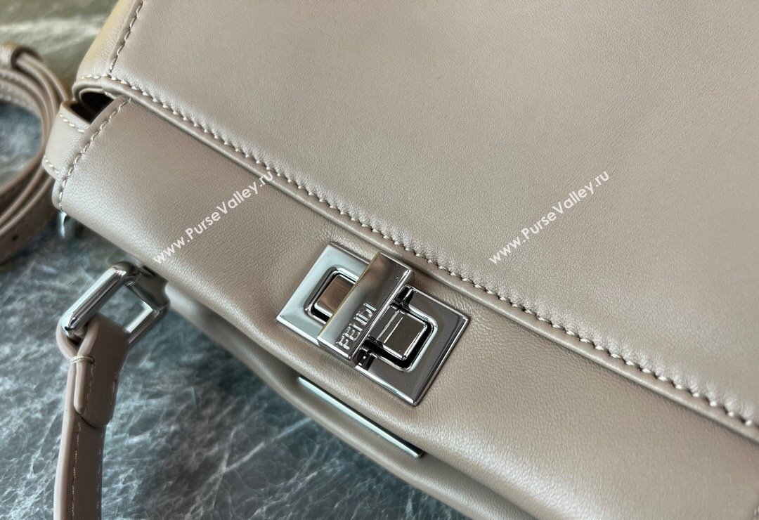 Fendi Peekaboo Mini Bag in Lambskin Leather Beige/Silver 2023 FE244 (AF-231115040)