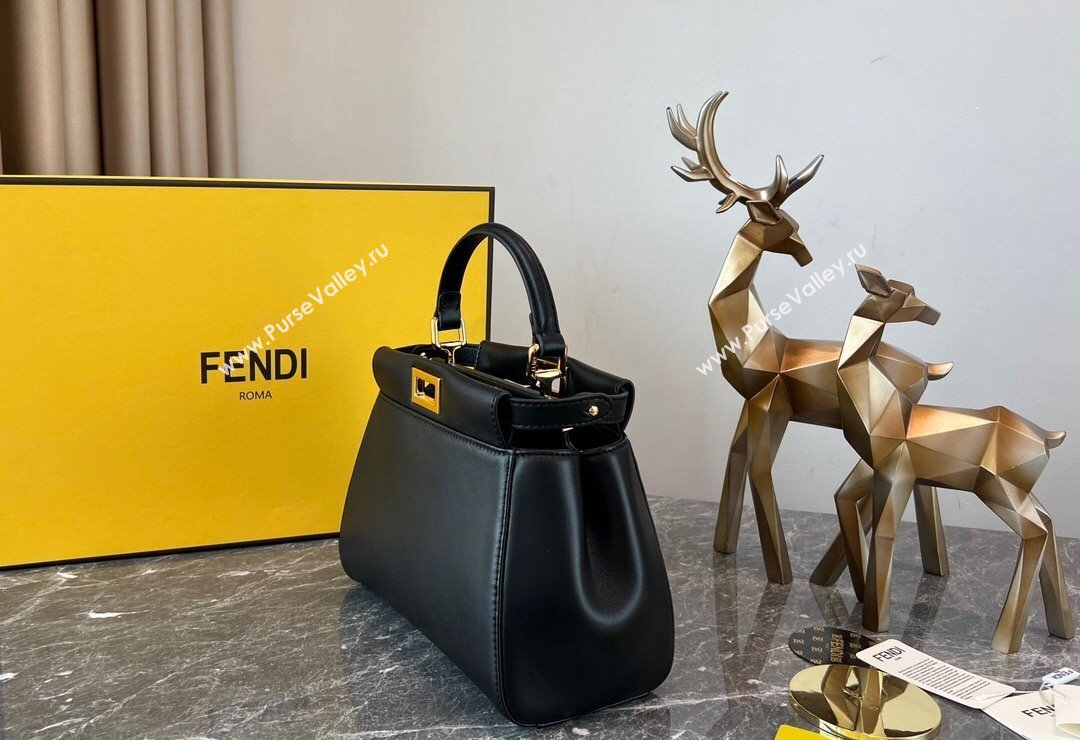 Fendi Peekaboo Mini Bag in Lambskin Leather Black 2023 FE244 (AF-231115041)