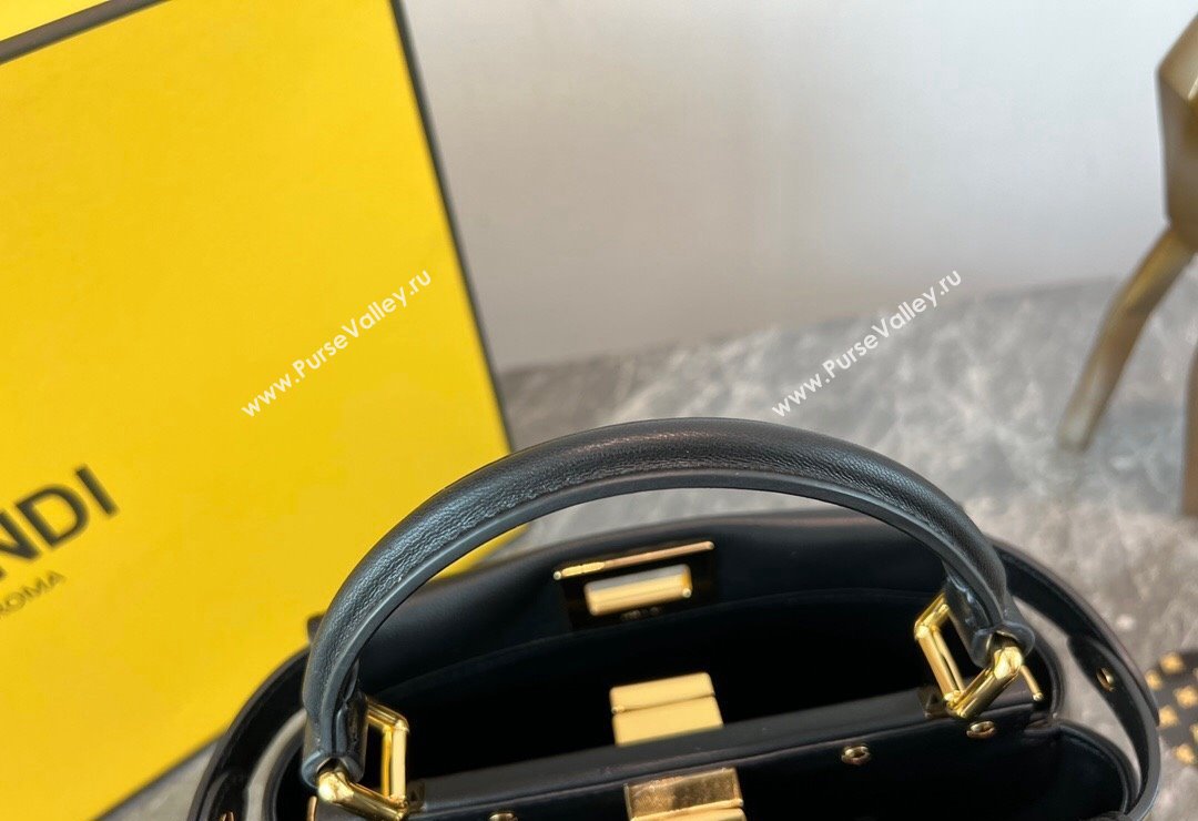 Fendi Peekaboo Mini Bag in Lambskin Leather Black 2023 FE244 (AF-231115041)