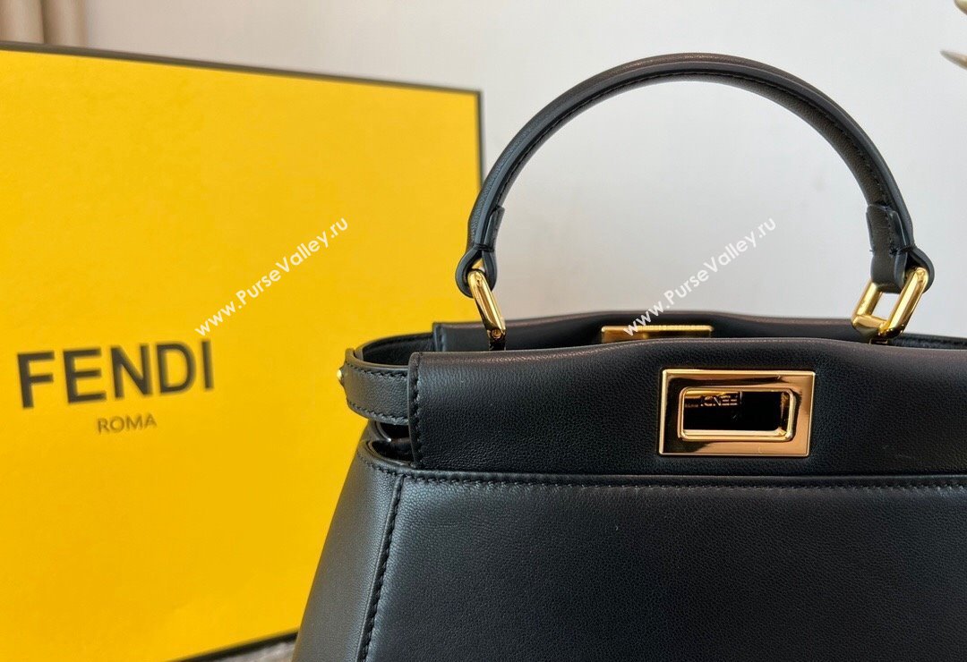 Fendi Peekaboo Mini Bag in Lambskin Leather Black 2023 FE244 (AF-231115041)