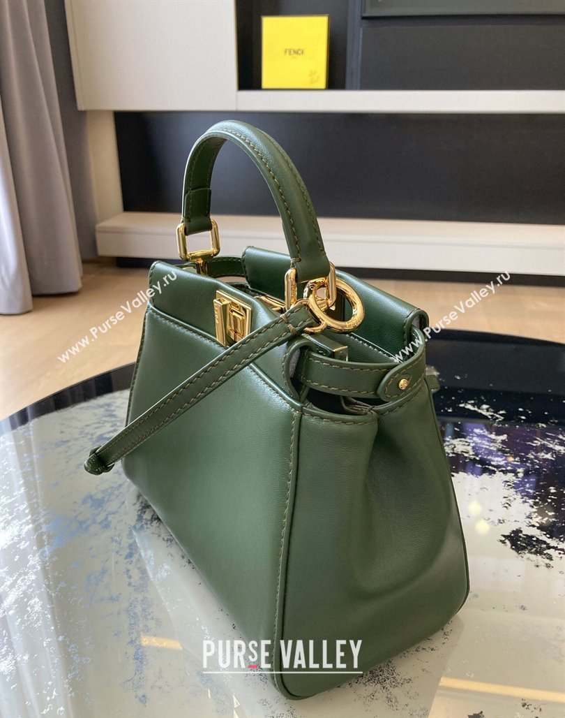 Fendi Peekaboo Mini Bag in Lambskin Leather Green 2023 FE244 (AF-231115042)