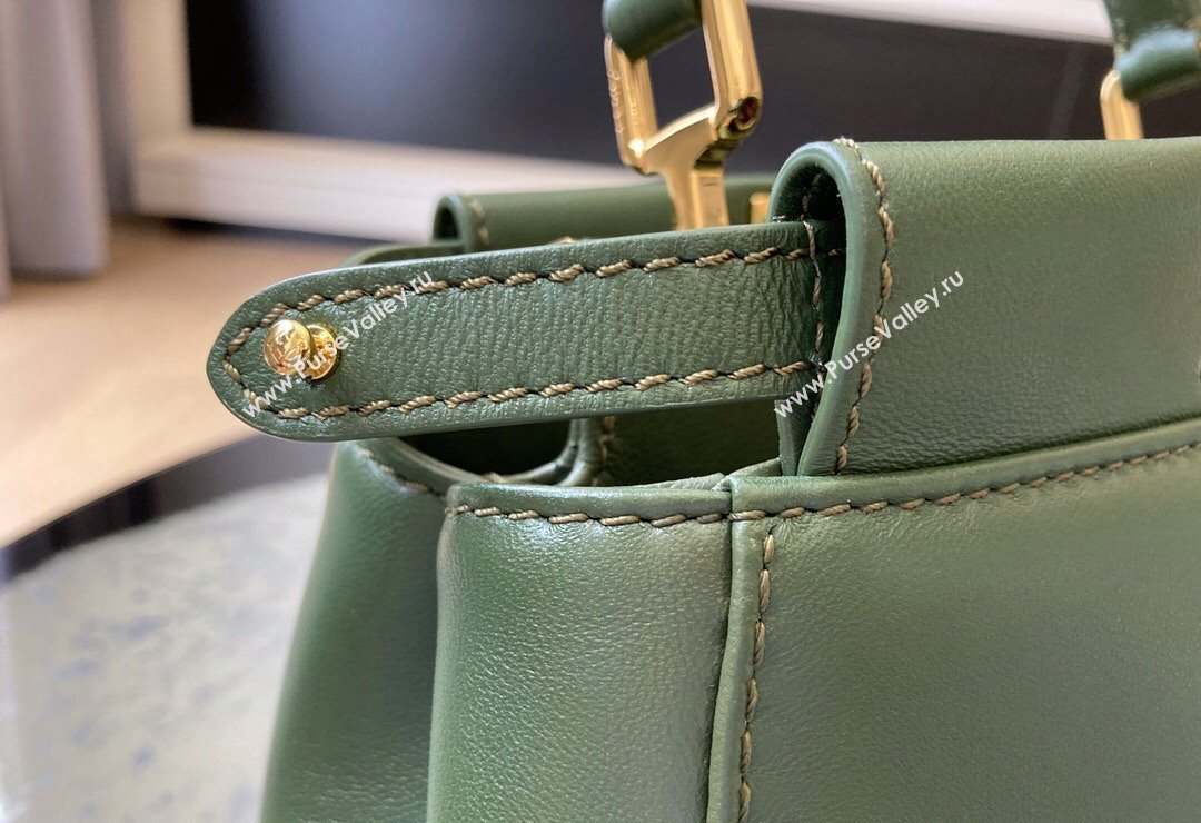 Fendi Peekaboo Mini Bag in Lambskin Leather Green 2023 FE244 (AF-231115042)