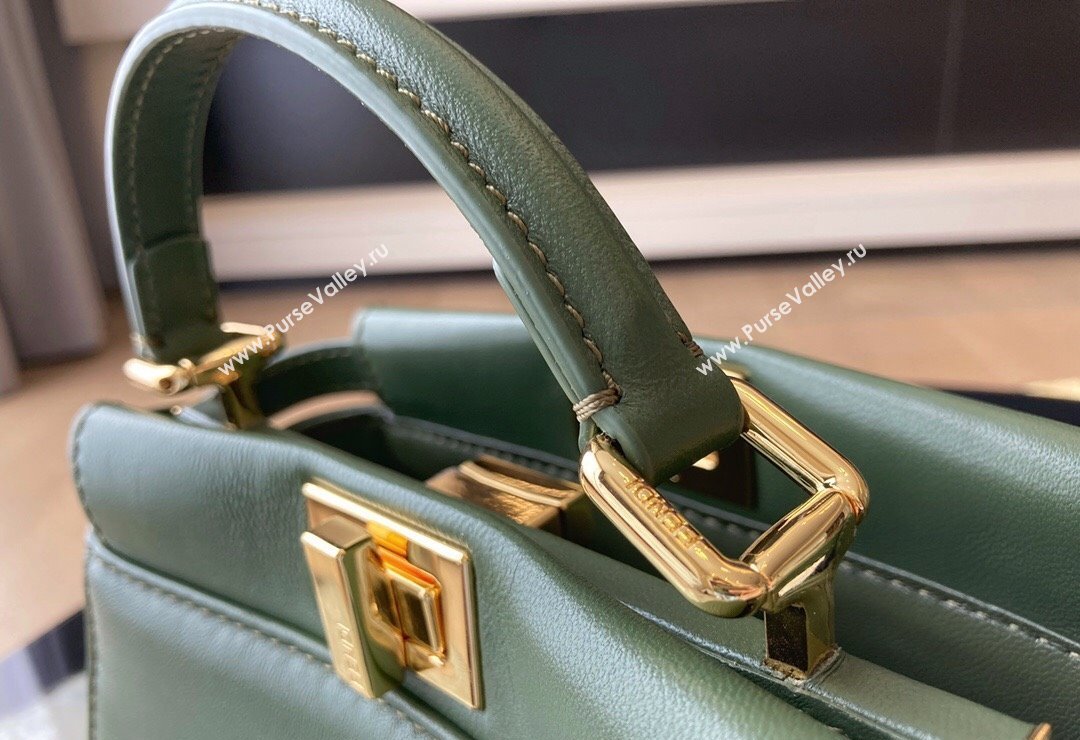 Fendi Peekaboo Mini Bag in Lambskin Leather Green 2023 FE244 (AF-231115042)