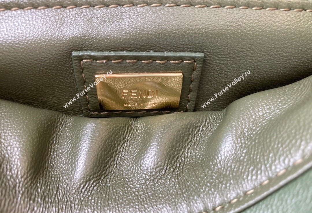 Fendi Peekaboo Mini Bag in Lambskin Leather Green 2023 FE244 (AF-231115042)