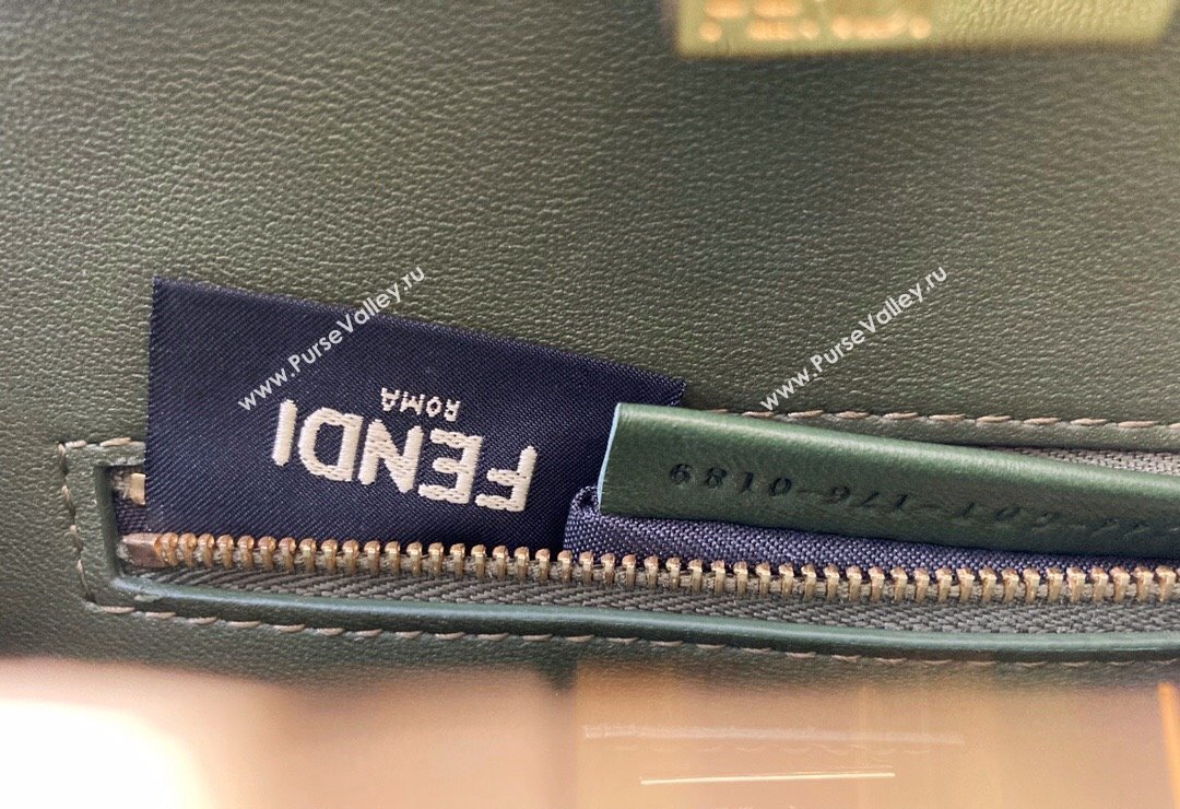 Fendi Peekaboo Mini Bag in Lambskin Leather Green 2023 FE244 (AF-231115042)