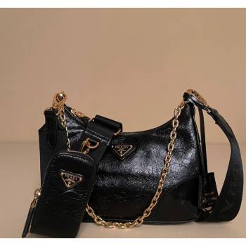 Prada Re-Edition 2005 crinkled leather shoulder bag Black 2023 1BH204 (YZ-231115059)