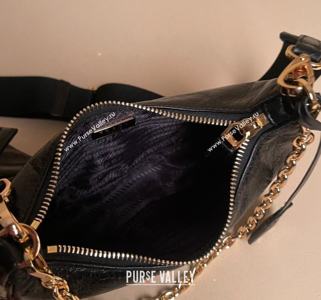 Prada Re-Edition 2005 crinkled leather shoulder bag Black 2023 1BH204 (YZ-231115059)