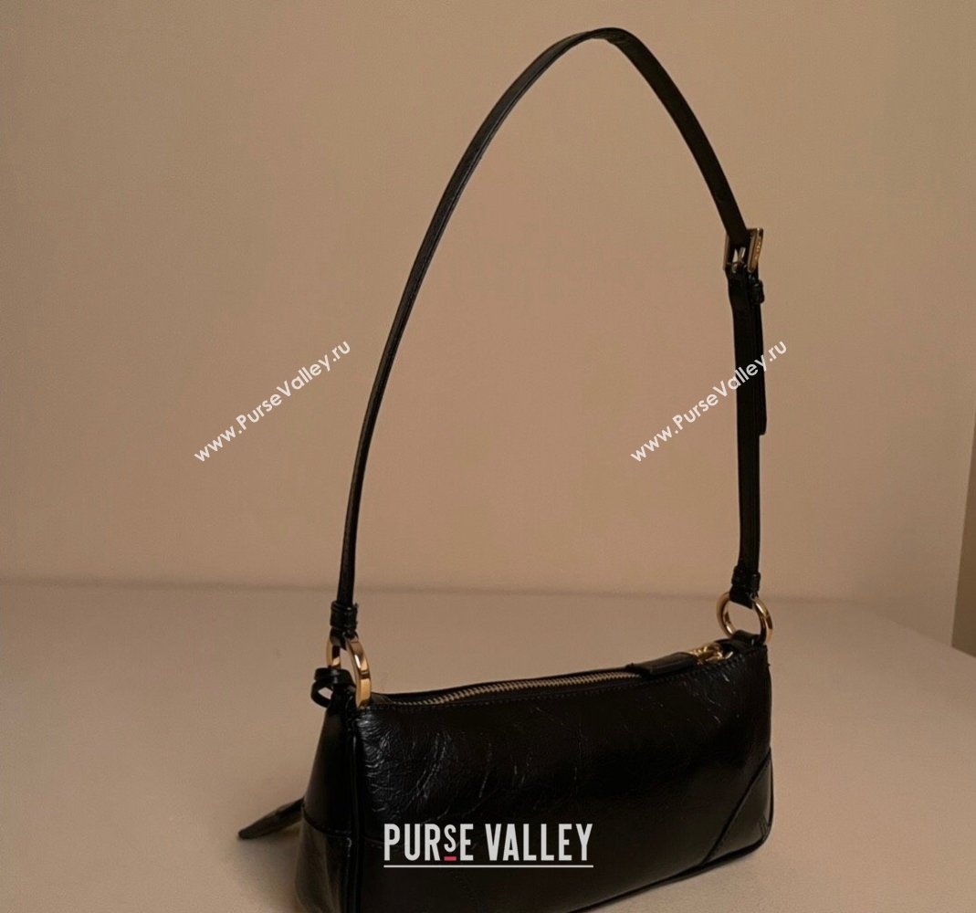 Prada Re-Edition 2002 small crinkled leather shoulder bag Black 2023 1BC201 (YZ-231115058)