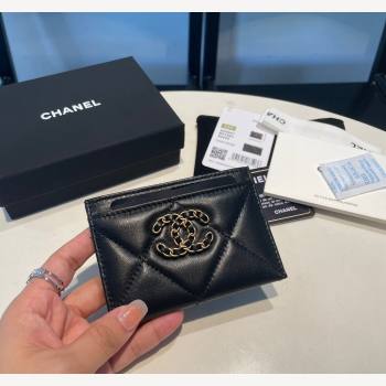 Chanel 19 Shiny Lambskin Card Holder Black 2023 AP0941 (yezi-231111016)