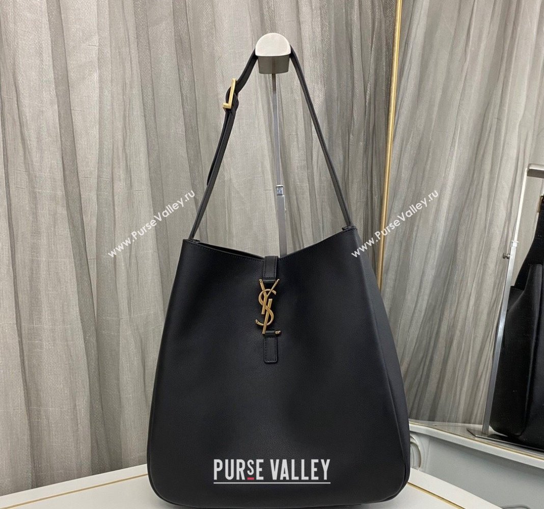 Saint Laurent LE 5 À 7 Supple Large Bucket Bag in Smooth Leather 753837 Black 2023 (nana-231115097)