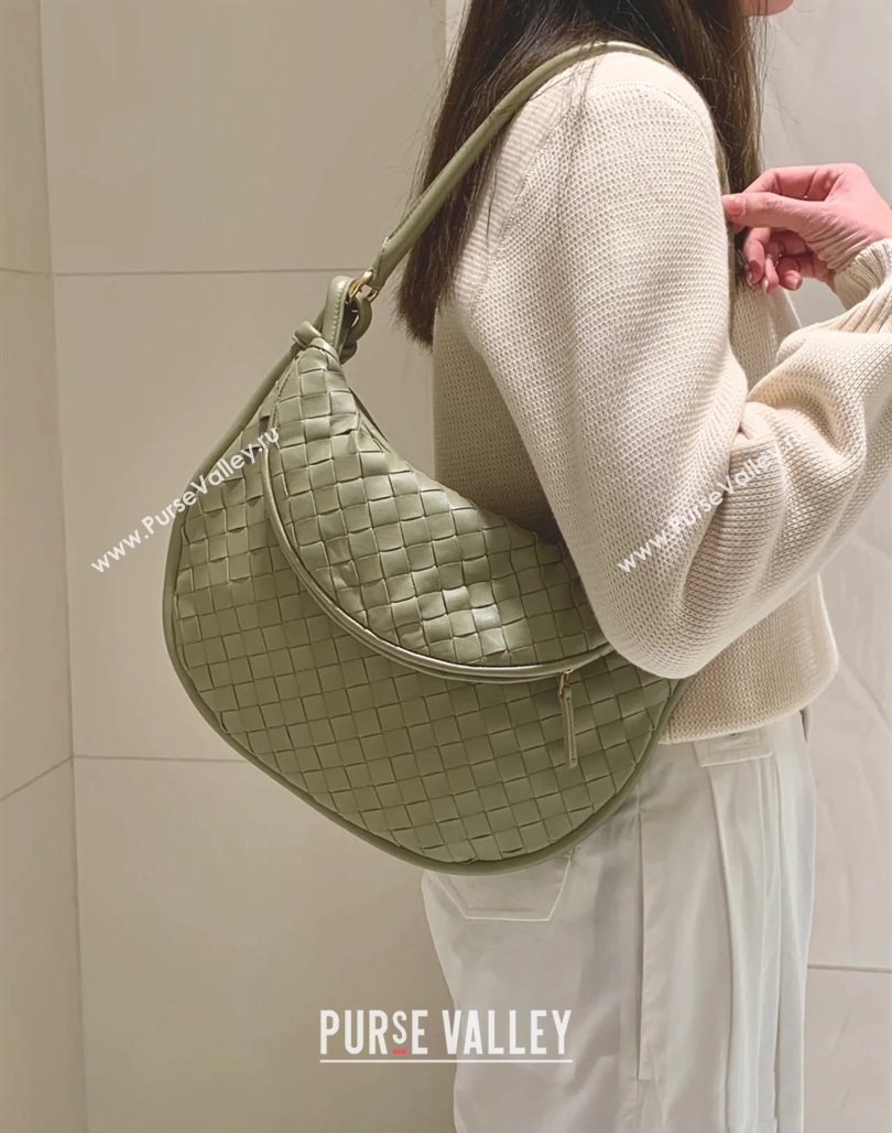 Bottega Veneta Medium Gemelli Shoulder Bag in Intrecciato Leather Travertine Green 2023 764281 (WT-231116011)