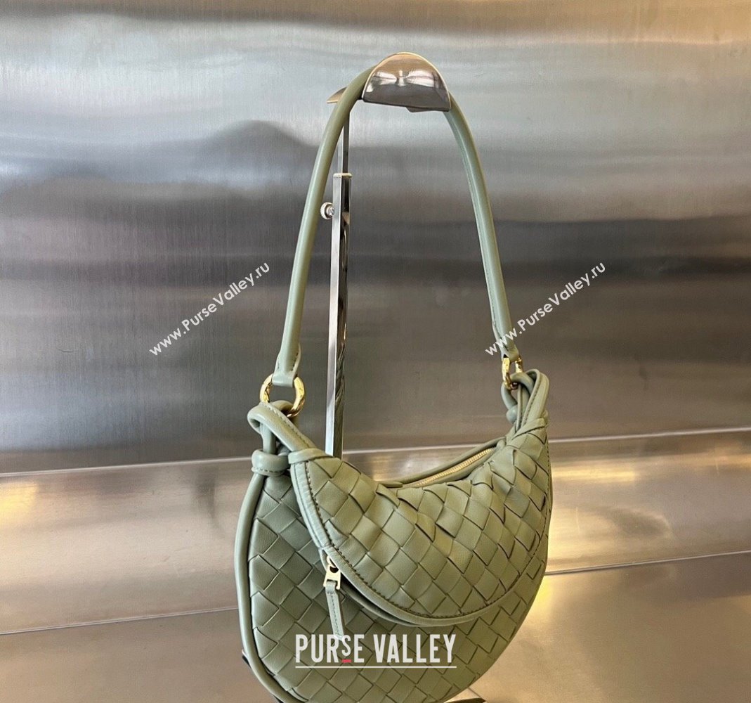 Bottega Veneta Small Gemelli Shoulder Bag in Intrecciato Leather Travertine Green 2023 776764 (WT-231116014)