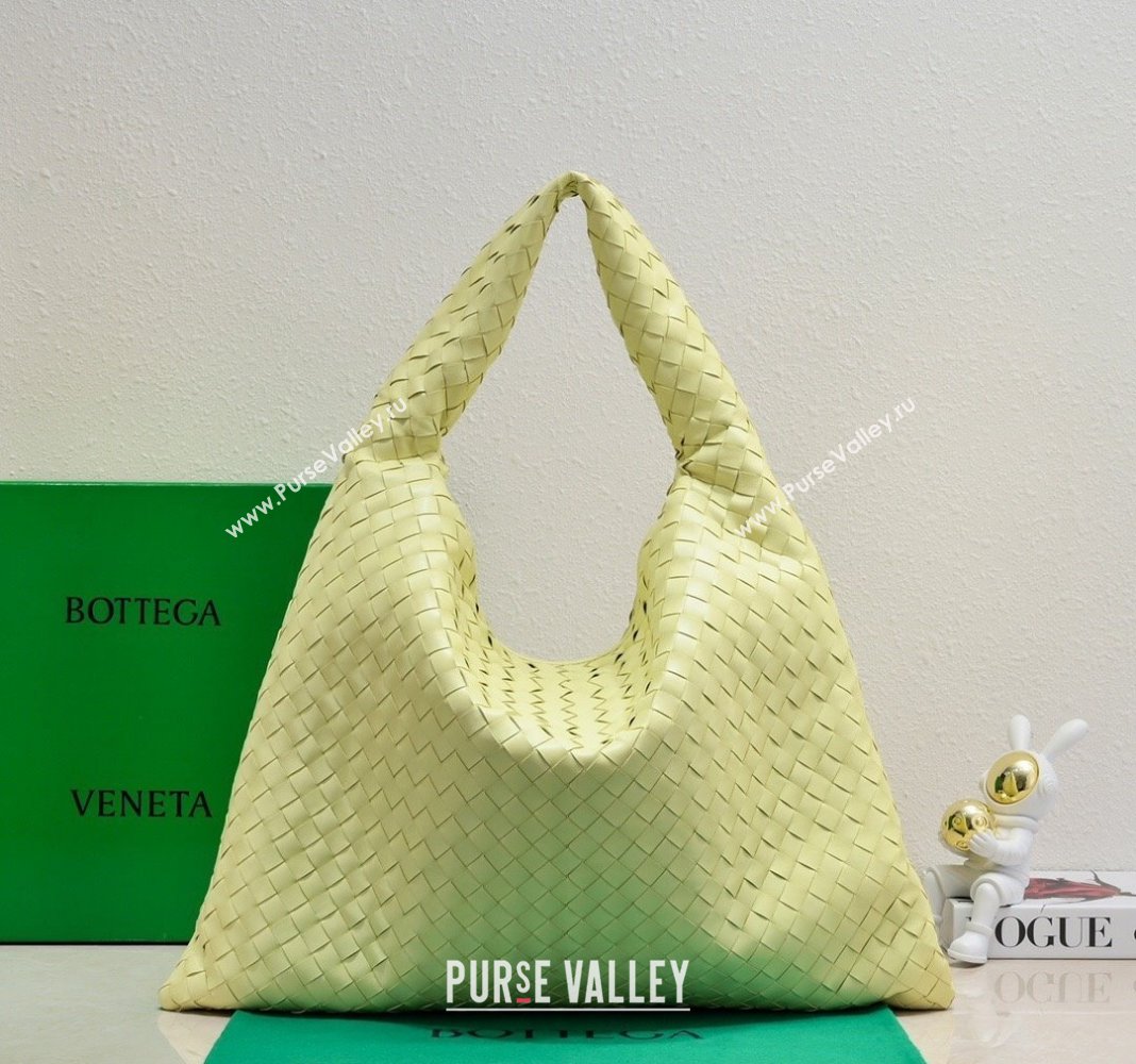 Bottega Veneta Large Hop Hobo Bag Intrecciato Calf Leather Camomile Yellow 2023 763970 (WT-231116032)