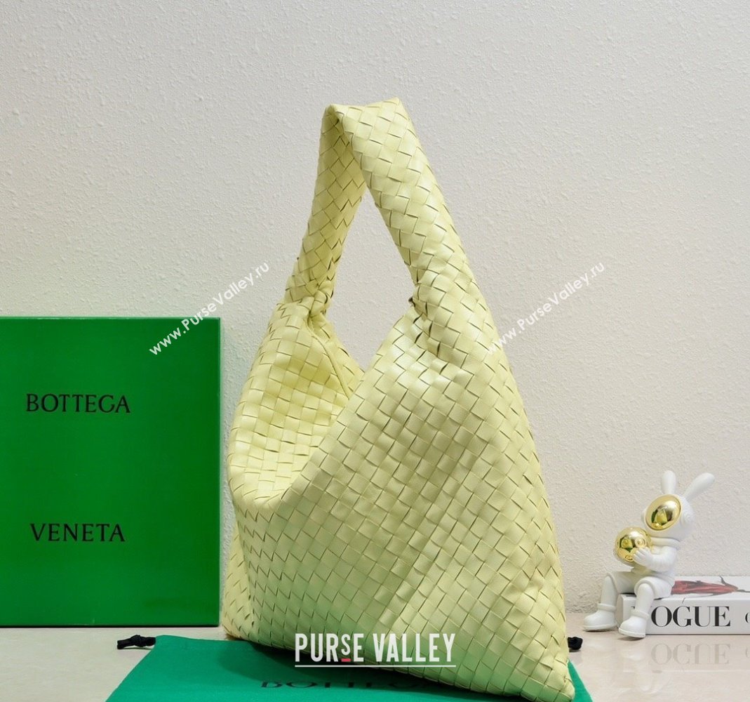 Bottega Veneta Large Hop Hobo Bag Intrecciato Calf Leather Camomile Yellow 2023 763970 (WT-231116032)