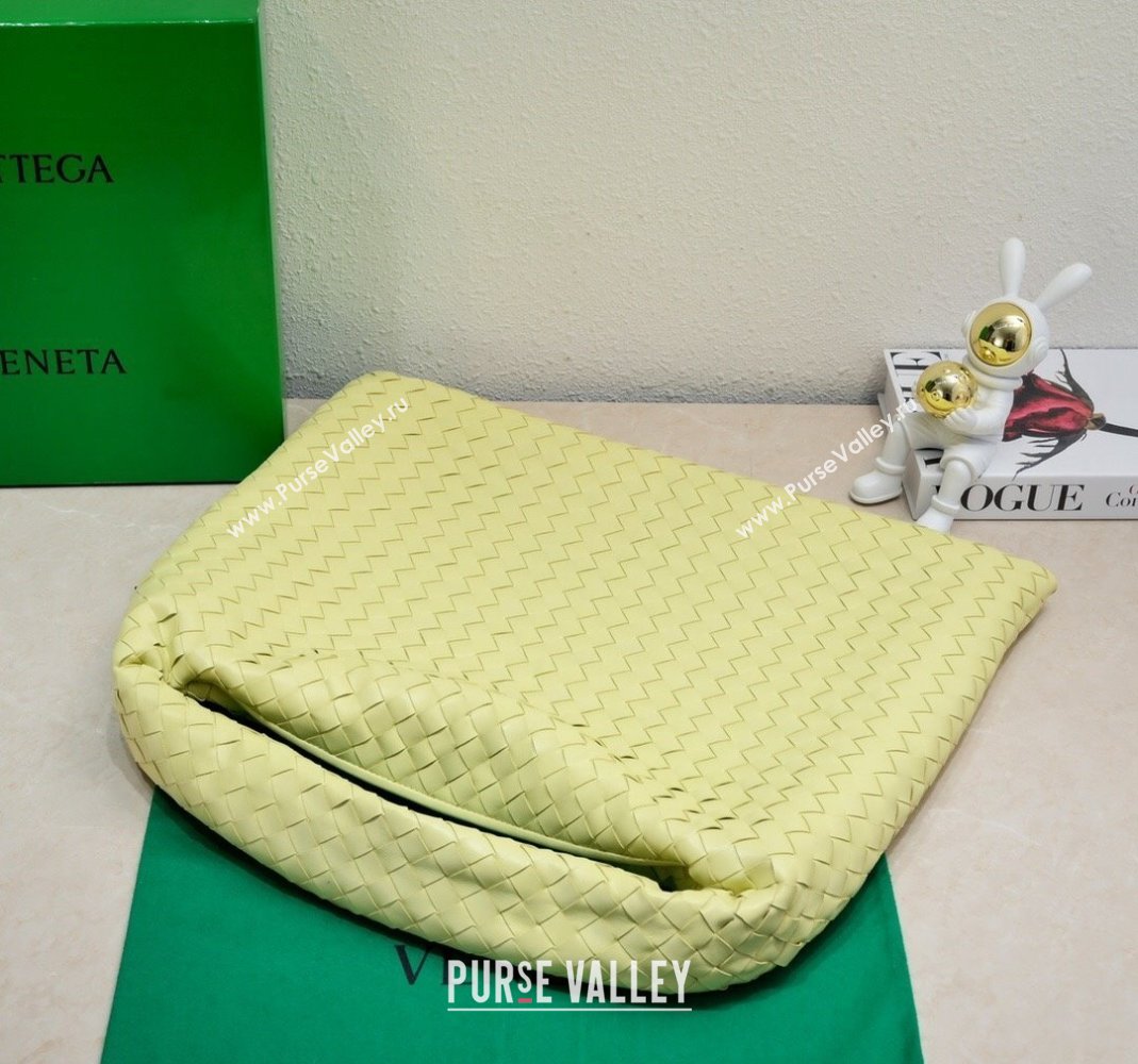 Bottega Veneta Large Hop Hobo Bag Intrecciato Calf Leather Camomile Yellow 2023 763970 (WT-231116032)