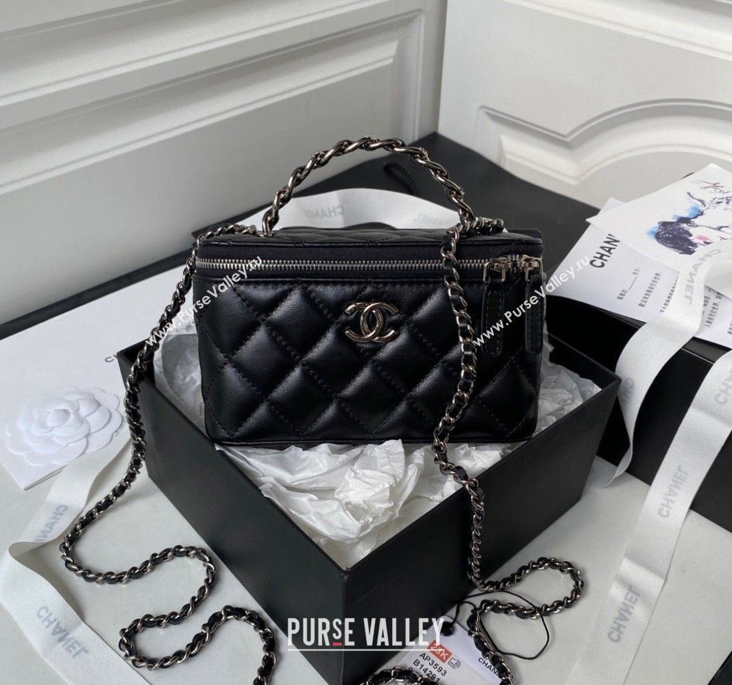 Chanel Shiny Crumpled Calfskin Clutch with Chain AP3593 Black 2023 (yezi-231111058)