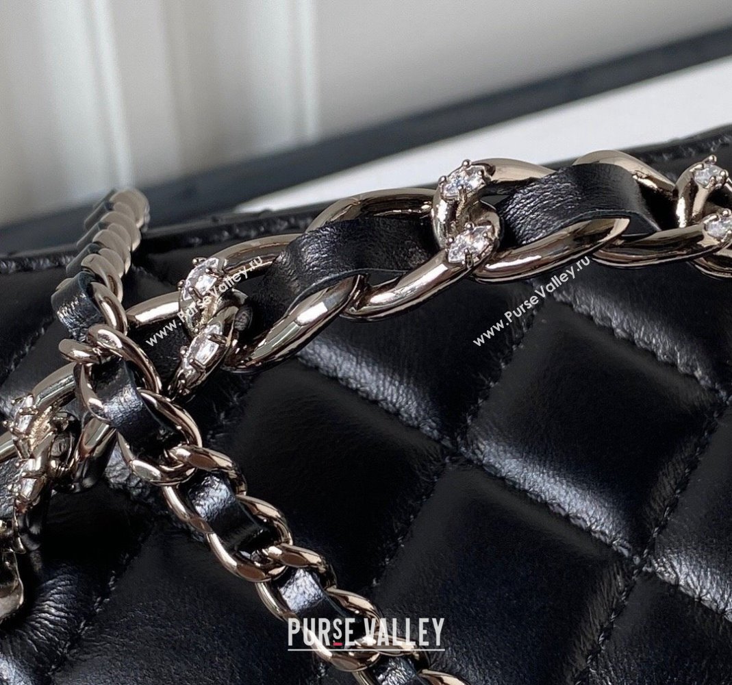 Chanel Shiny Crumpled Calfskin Clutch with Chain AP3593 Black 2023 (yezi-231111058)